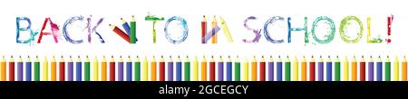 Back to school horizontal banner Stock Vector