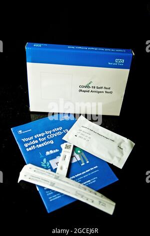 Covid-19 Self Test Kit - Rapid Antigen Test Stock Photo