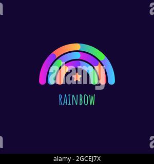 Rainbow geometric isolated symbol. Rainbow and star abstract logo. Creative color summer icon Stock Vector