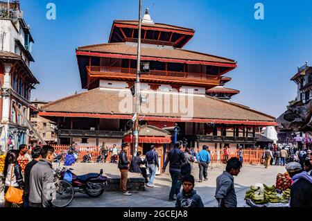 Kasthamandap, temple and shelter in Maru Tol Square, Kathmandu, destroyed in the 2015 Nepal earthquake. Outside view Stock Photo