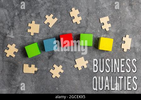 Conceptual display Business Qualities. Internet Concept meeting the needs and expectations of customers Stack of Sample Cube Rectangular Boxes On Stock Photo