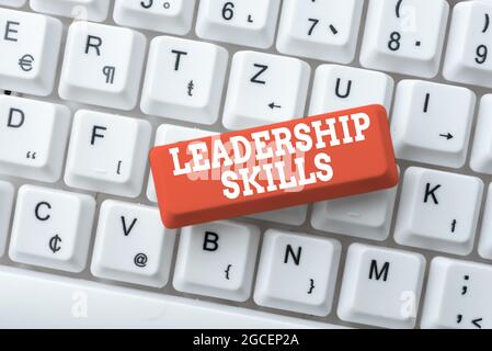 Sign displaying Leadership Skills. Internet Concept Skills and qualities that leaders possess Taking a lead Connecting With Online Friends, Making Stock Photo