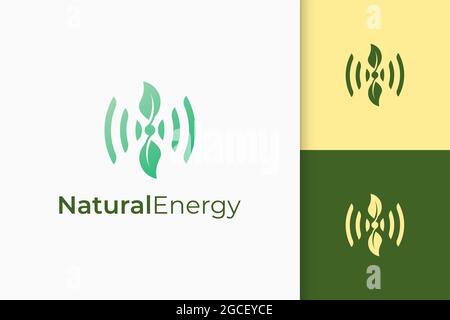 Frequency or signal logo in leaf and wireless shape for technology Stock Vector