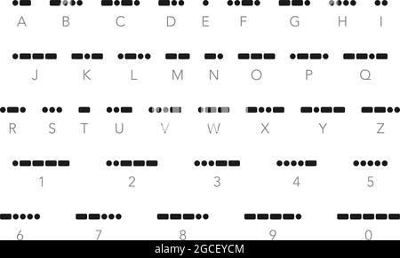 International morse code set of alphabet letters and numbers in vector Stock Vector