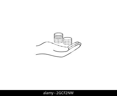 Vector illustration. Flat design. Hand, coins icon Money in hand Stock Vector
