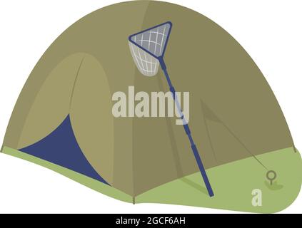 Camping tent semi flat color vector object Stock Vector