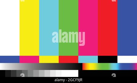 Television screen error. TV test pattern and TV No signal concept. SMPTE color bars vector illustration. Stock Vector