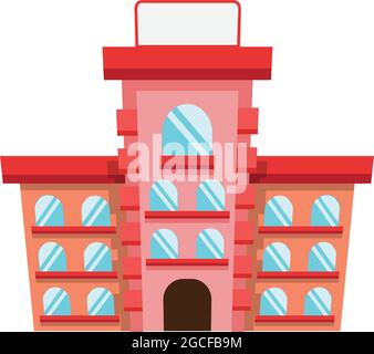 Modern School Building Exterior isolated on white background. High school building vector illustration. Flat design. Public educational institution. Stock Vector