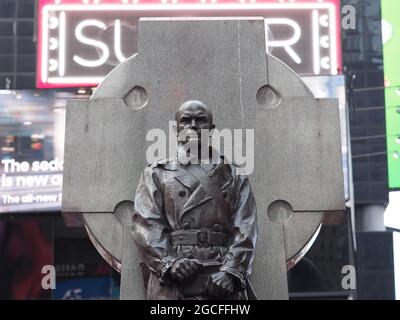 Statue of Francis P. Duffy near Times Square. Stock Photo