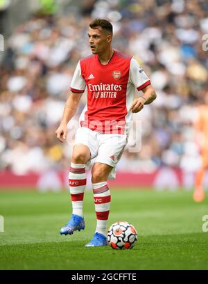 London, UK. 04th Aug, 2021. 08 August 2021 -Tottenham Hotspur V Arsenal - Pre Season Friendly - Tottenham Hotspur Stadium Granit Xhaka during the match against Tottenham Hotspur. Picture Credit : Credit: Mark Pain/Alamy Live News Stock Photo