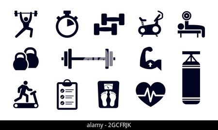 gym, dumbbell, weight, sport, fitness icon vector set symbol sign