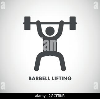 Person lifting barbell muscle training symbol and gym vector illustration icon Stock Vector
