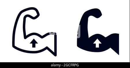 Strong muscular biceps arm symbol and increase strength vector illustration icon Stock Vector