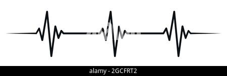Heartbeat frequency line with three beats cardiogram vector illustration Stock Vector