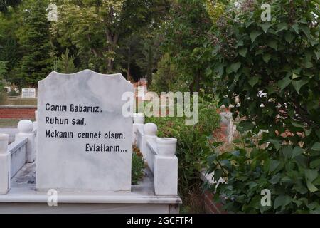 Turkish text on Marble gravestone Stock Photo