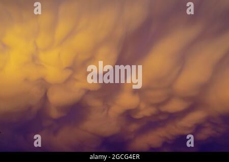 Mammatus Clouds at Sunset Stock Photo
