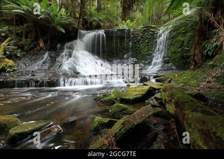 Horseshoe Falls in the tasmanian wilderness Stock Photo