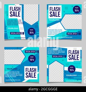 Flash Sale social media post banner template, editable fashion promotion vector background with photo collage Stock Vector
