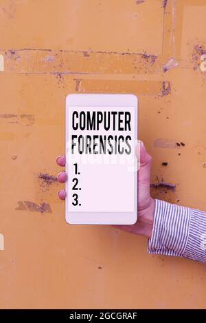 Text caption presenting Computer Forensics. Word for the investigative analysis techniques on computers Voice And Video Calling Capabilities Stock Photo