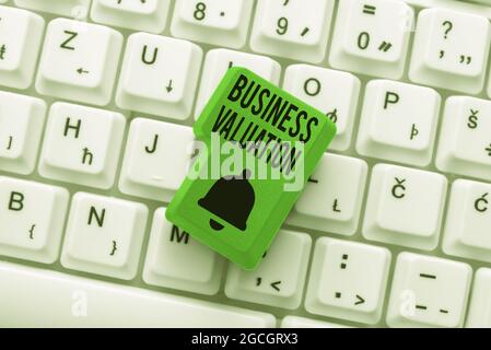 Text sign showing Business Valuation. Business concept determining the economic value of a whole business Abstract Recording List Of Online Shop Items Stock Photo