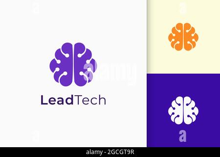 Genius or smart logo in brain shape represent knowledge and innovation Stock Vector