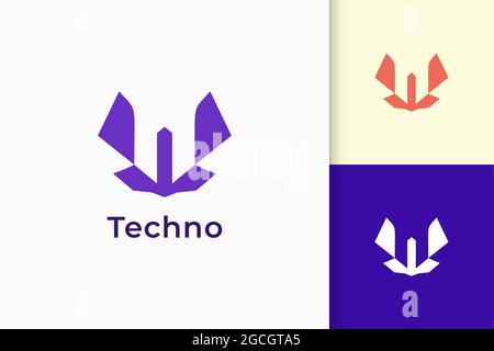 Development or software logo in abstract letter w represent technology Stock Vector
