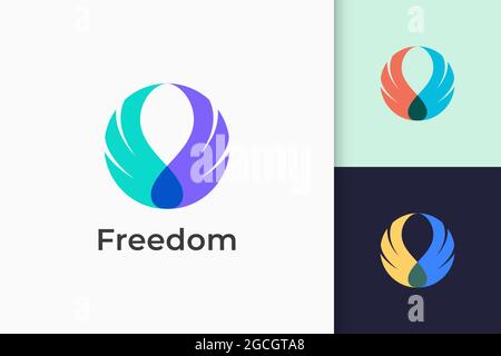 Wing or swan logo represents freedom and strong for technology company Stock Vector