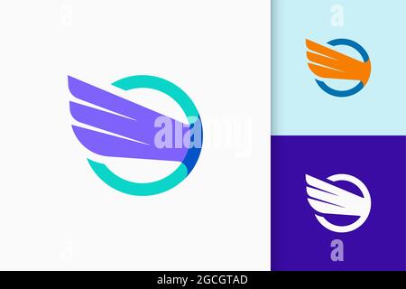 Wing logo represents freedom and power for plane or technology company Stock Vector