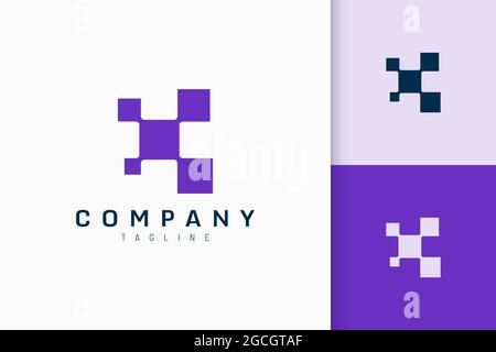 Connection or network logo in square shape represent technology Stock Vector