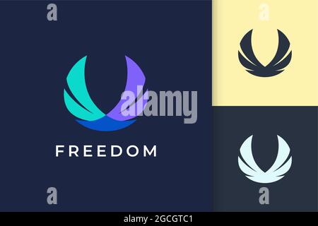 Wing logo represents freedom and power for plane or technology company Stock Vector