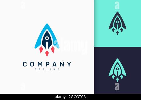 Startup logo in modern rocket shape represent tech or innovation Stock Vector