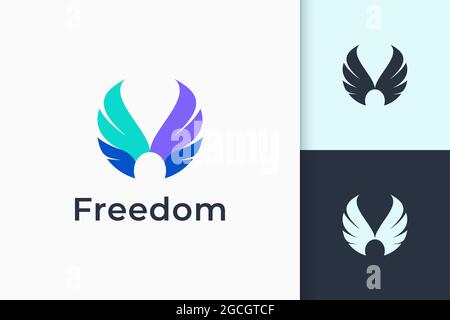 Wing logo represents freedom and power for plane or technology company Stock Vector