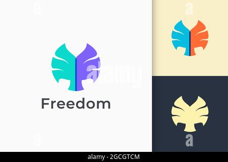 Wing logo represents freedom and power for plane or technology company Stock Vector