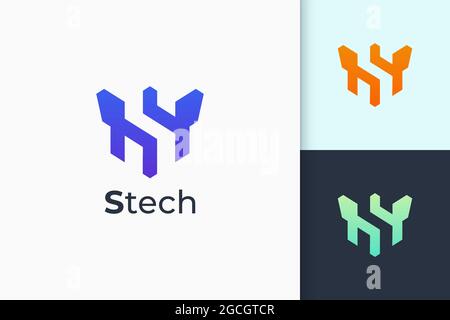 Abstract modern logo represent technology or system in letter s shape Stock Vector