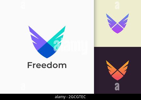 Wing logo represents freedom and power for plane or technology company Stock Vector