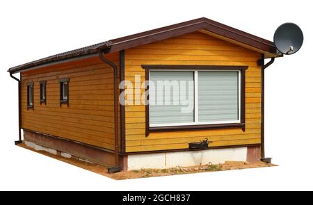New no name village barn are made  from pine logs. Isolated on white Stock Photo