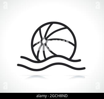 beach ball thin line icon isolated design Stock Vector