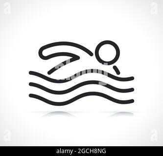 swimming thin line icon isolated design illustration Stock Vector