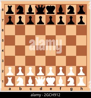 Chess pieces and chessboard. Vector color illustration Stock Vector