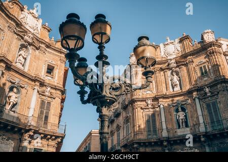 Quattro Canti, Piazza Vigliena in Palermo, Sicily, Italy Stock Photo