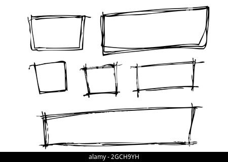 Grunge rectangular frame, blank frame. Set of hand drawn rectangle. Vector  illustration on white background Stock Vector Image & Art - Alamy