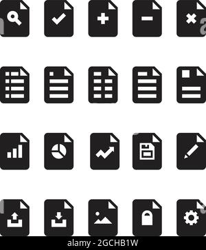Documents icon vector symbols for business, finance,  application and technology in a glyph pictogram illustration Stock Vector