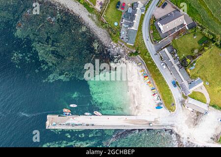 Aerial view of Portnoo harbour in County Donegal, Ireland. Stock Photo