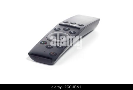 13 July 2021, Samsung Black Smart TV Remote Control, with Netflix and Prime Video Button , East Jakarta, Indonesia Photo Studio Indoor Stock Photo