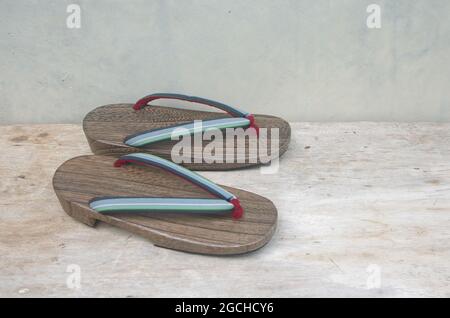 zori wooden Japanese sandal Japanese footwear traditional Stock Photo