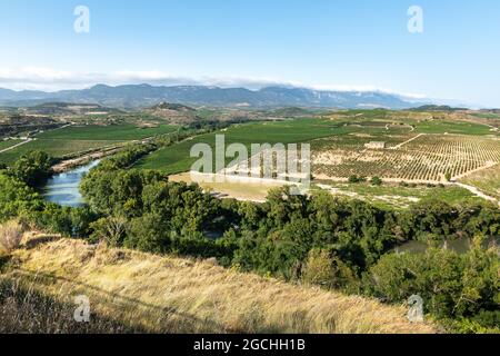 Meander of Ebro river near San Asensio, La Rioja, Spain Stock Photo
