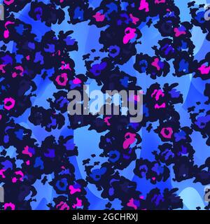 Trendy faux leopard skin seamless background. Abstract colorful animal print. Make camouflage printable cheetah skin print. Vector horizontal template Stock Vector