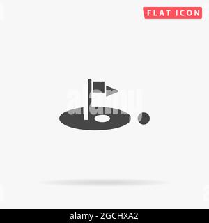 Hole Course Golf with Flag flat vector icon. Hand drawn style design illustrations. Stock Vector