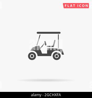 Golf car, Club Cart flat vector icon. Hand drawn style design illustrations. Stock Vector