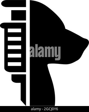 Dog Vaccination, Pet and Injection, Vet. Flat Vector Icon illustration. Simple black symbol on white background. Dog Vaccination, Pet and Injection si Stock Vector